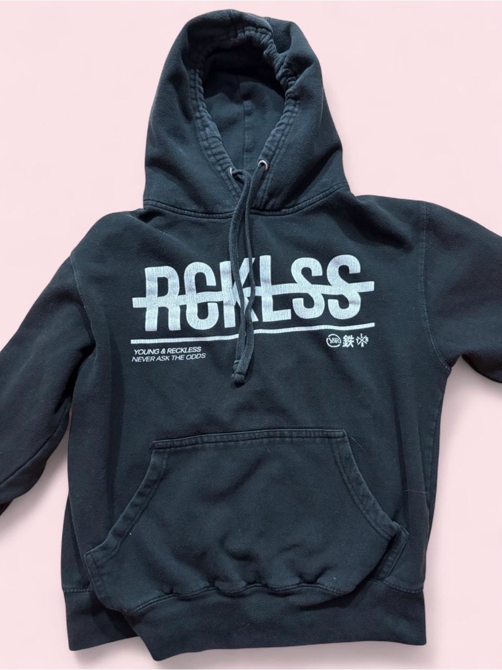 Young & Reckless Y&R Black Graphic Pullover Hoodie Size S